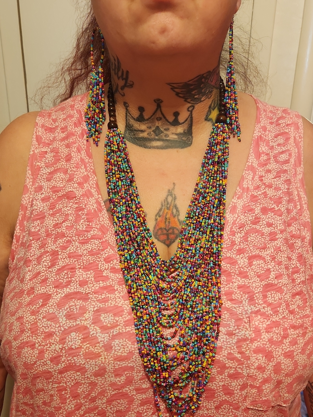 🔥Multicolor Beaded Statement Necklace and Earring Set - Women Jewelry